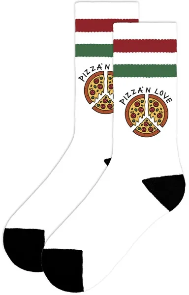 American Socks Mid High PIZZA''N Love Socks White (AS469)