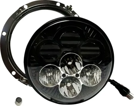 Custom Dynamics Shark Demon 7 Inch LED Headlight For Harley Davidson 2014-2025 Touring (Gen 1) & 1984-2017 FL Softail  (SD2-7-14-ECE)
