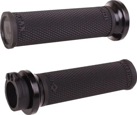 ODI Ruffian Lock-On Street Grips In Black With Black End Caps For Harley Davidson 1974-2022 Single And Dual Throttle Cable Models (V30HCWB-B)