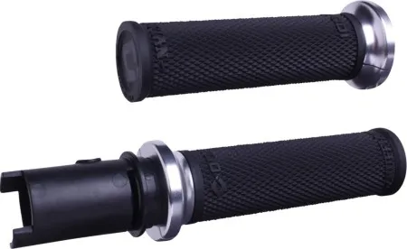 ODI Ruffian Lock-On Street Grips In Black & Silver For Harley Davidson 2025 Softail, 2023-2025 Road Glide & Street Glide Models (V30HTCB-S)