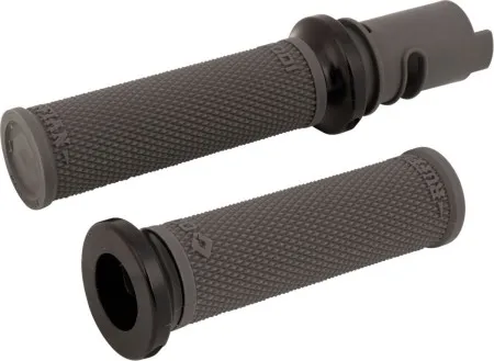 ODI Ruffian Lock-On Street Grips In Graphite Rubber With Black End Caps For Harley Davidson 2025 Softail, 2023-2025 Road Glide & Street Glide Models (V30HTCH-B)