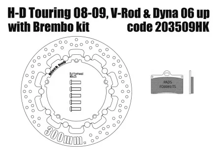 Free Spirits OEM Replacement Front Brake Rotor 300mm In Black For Harley Davidson Dyna, V-Rod & Touring Models (203509HK)
