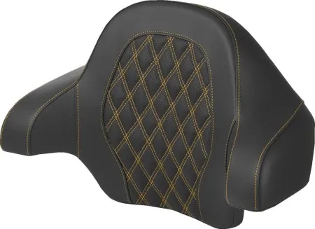 Saddlemen Lattice Stitched Tour Pack Backrest Pad With Gold Stitching For Harley Davidson 2014-2025 FLHR, FLHT, FLHX & FLTR Touring Models (814-07-15007)