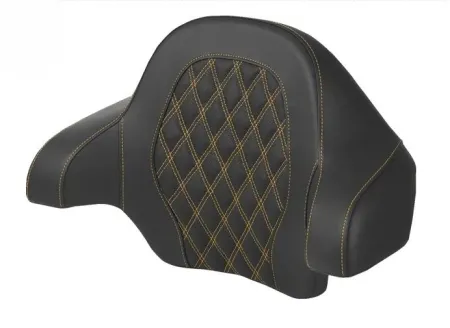 Saddlemen Lattice Stitched Tour Pack Backrest Pad With Gold Stitching For Harley Davidson 2014-2025 FLHR, FLHT, FLHX & FLTR Touring Models (814-07-15007)