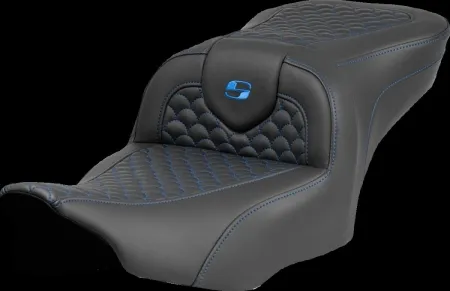 Saddlemen Dragon Scale Stitched Roadsofa Seat With Blue Stitching For Harley Davidson 2023-2025 Touring FLHX Street Glide & FLTR Road Glide Models (823-07-20801)
