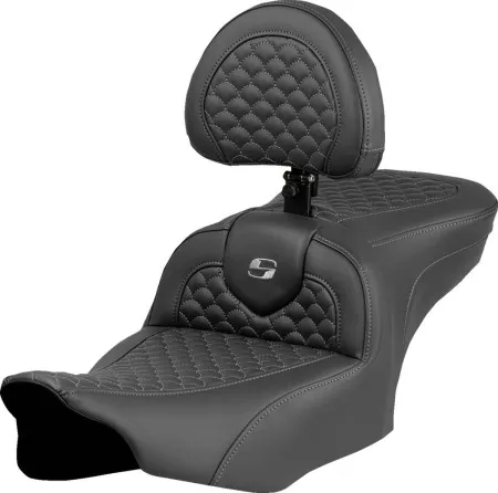 Saddlemen Dragon Scale Stitched Roadsofa Seat With Drivers Backrest With Dark Grey Stitching For Harley Davidson 2023-2025 FLHX Street Glide & FLTR Road Glide Models (823-07-208B2)