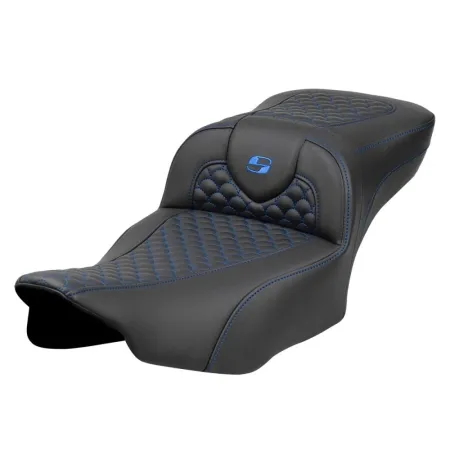 Saddlemen Dragon Scale Stitched Roadsofa Seat With Blue Stitching For Harley Davidson 2023-2025 Touring FLHX Street Glide & FLTR Road Glide Models (823-07-20901)