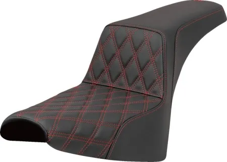 Saddlemen Step-Up Lattice Stitched Seat With Red Stitching For Harley Davidson 2018-2025 FXBB Street Bob & FXST Standard Models (818-30-17204)
