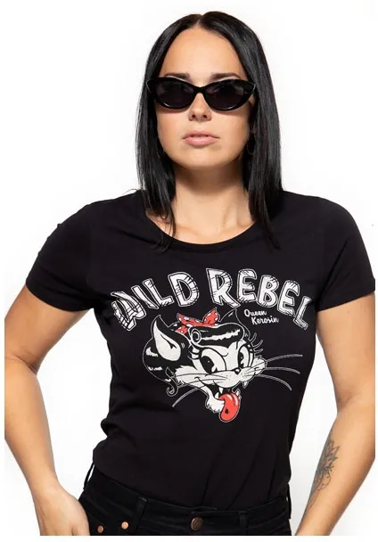 Queen Kerosin Wild Rebel T-shirt Black (ARM591629)
