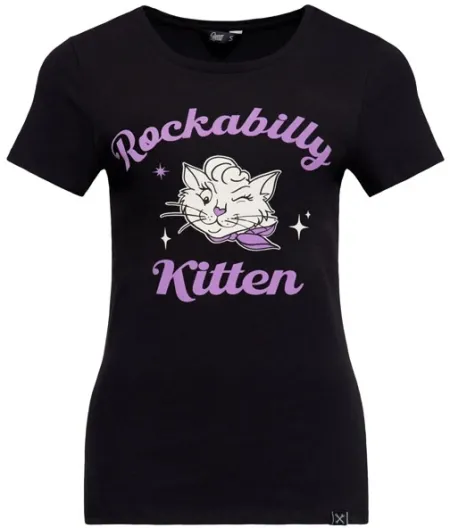 Queen Kerosin Rockabilly Kitten T-shirt Black (ARM444907)