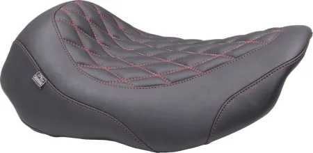 Mustang Double Diamond Wide Tripper Solo Seat Without Driver Backrest With Dark Cherry Stitching For Harley Davidson 2023-2025 Touring FLHX Street Glide & FLTR Road Glide Models (88503DC)