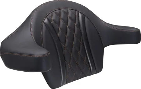 Mustang Deluxe Diamond Extended Arm Wrap-Around Backrest With Mandarin Orange Stitching For Harley Davidson 2023-2025 Road Glide & Street Glide Models (88430MO)