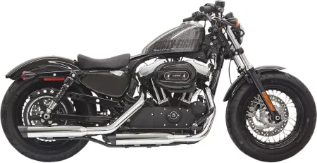 Bassani 3 Inch Series Slip-On Mufflers In Chrome With Black Slash-Cut End Caps For Harley Davidson 2014-2017 Sportster Models (1X27SB)