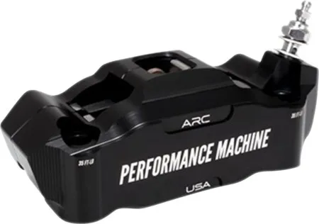 Performance Machine Race Series 4 Piston Radial Mount Front Right Caliper With ARC Technology In Black Anodised Finish For Harley Davidson Models (0052-2426-MB)