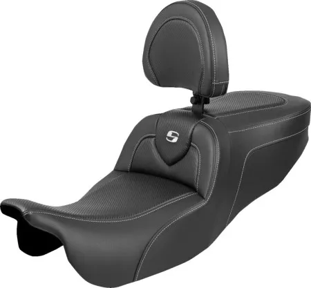 Saddlemen Carbon Fiber Roadsofa Seat With Drivers Backrest For Harley Davidson 2015-2025 FLTR Freewheeler & FLTRT Road Glide 3 Models (815-07-185BR)