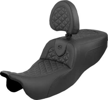 Saddlemen Tri-Gripper Roadsofa Seat With Black Stitching With Drivers Backrest For Harley Davidson 2015-2025 FLTR Freewheeler & FLTRT Road Glide 3 Models (815-07-210B0)