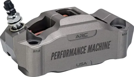 Performance Machine Race Series 4 Piston Radial Mount Front Left Caliper With ARC Technology In Grey Finish For Harley Davidson Models (0052-2427-GYC)