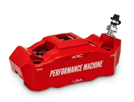 Performance Machine Race Series 4 Piston Radial Mount Front Right Caliper With ARC Technology In Red Finish For Harley Davidson Models (0052-2427-RC)