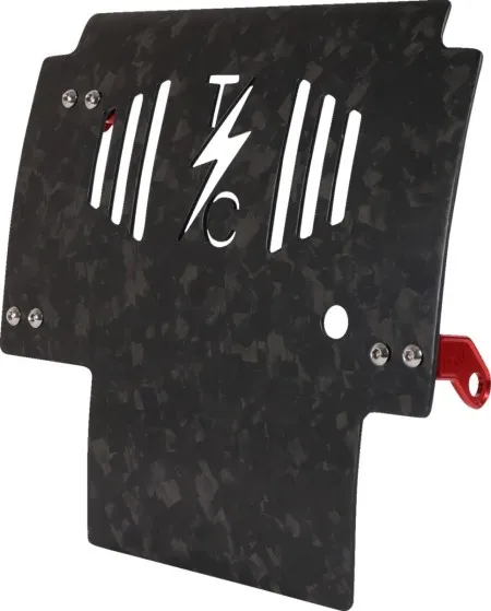 Thrashin Supply Co. Forged Carbon Fiber Skid Plate With Red Bracket For Harley Davidson 2024-2026 FLTRX Road Glide & FLHX Street Glide Models (TSC-3035-2)