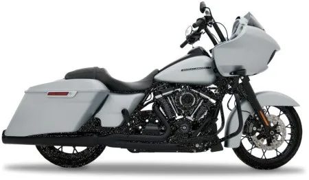 Rinehart 2 Into 1 Full Exhaust System In Black With Black End Caps For Harley Davidson 2017-2026 Touring Models (200-0107)