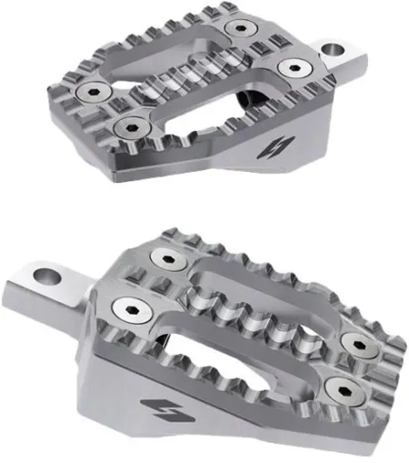 Kraus EXO Passenger Foot Peg Set In Stainless Bite Plate Top / Machined Aluminum Base For Harley Davidson 2018-2026 M8 Softail Models (SF-FC-41SM-M)