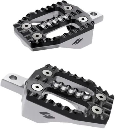 Kraus EXO Passenger Foot Peg Set In Black Anodised Bite Plate Top / Machined Aluminum Base For Harley Davidson 2018-2026 M8 Softail Models (SF-FC-41AB-M)