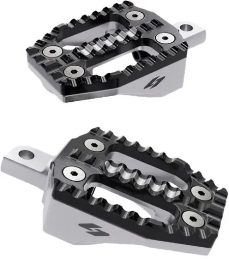 Kraus EXO Foot Peg Set With Black Anodised Bite Plate Top / Machined Aluminum Base For Harley Davidson Models With Male Mounts (UN-FC-41AB-M)