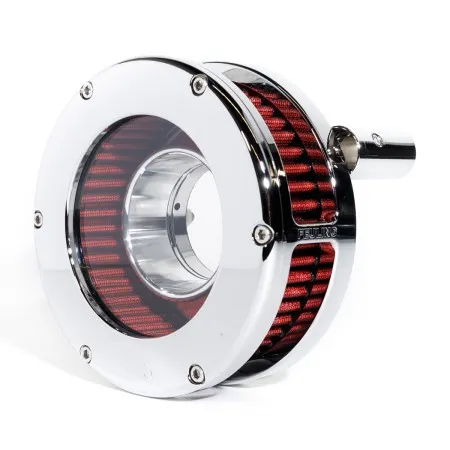 Feuling BA Slim Air Cleaner Kit With Clear Cover In Chrome Finish With Red Filter For Harley Davidson 2008-2016 FLT / 2016-2017 FLST & FXDLS (Fly By Wire) Models (5458-S)