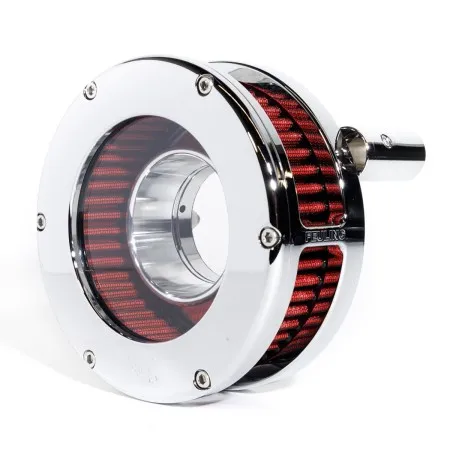 Feuling BA Slim Air Cleaner Kit With Clear Cover In Chrome Finish With Red Filter For Harley Davidson 1999-2017 Twin Cam Models (Exc. E-Throttle & 99-01 FLT) (5448-S)