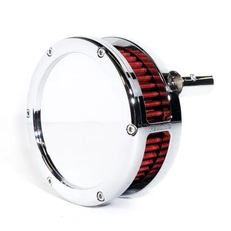 Feuling BA Solid Cover Slim Air Cleaner Kit In Chrome With Red Filter For Harley Davidson 1993-1999 Dyna, Softail & Touring Models (5467-S)