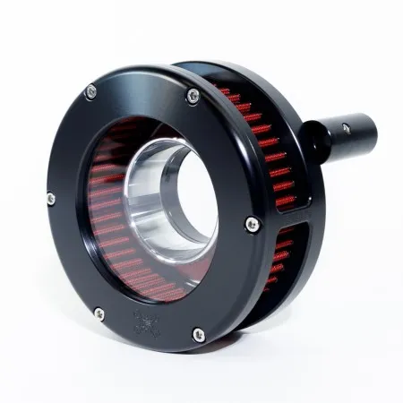 Feuling BA Slim Air Cleaner Kit With Clear Cover In Black Finish With Red Filter For Harley Davidson 1993-1999 Dyna, Softail & Touring Models (5464-S)