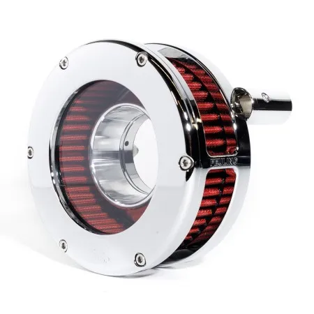 Feuling BA Slim Air Cleaner Kit With Clear Cover In Chrome Finish With Red Filter For Harley Davidson 1993-1999 Dyna, Softail & Touring Models (5468-S)