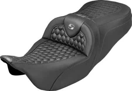 Saddlemen Honeycomb Roadsofa Seat With Grey Stitching For Harley Davidson 2008-2025 FLHR, FLHT, FLHX & FLTR Touring Models (Does Not Fit 2023-2025 CVO Models) (808-07B-18902)