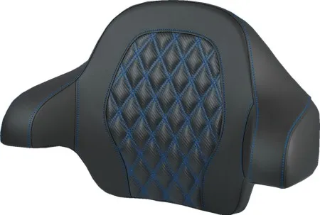 Saddlemen Lattice Stitched Carbon Fiber Tour Pak Backrest Pad With Blue Stitching For Harley Davidson 2014-2025 FLHR, FLHT, FLHX & FLTR Models (814-07-20701)
