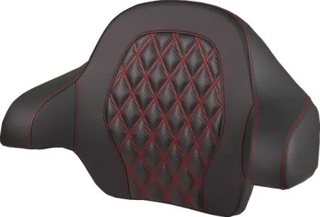 Saddlemen Lattice Stitched Carbon Fiber Tour Pak Backrest Pad With Red Stitching For Harley Davidson 2014-2025 FLHR, FLHT, FLHX & FLTR Models (814-07-20704)